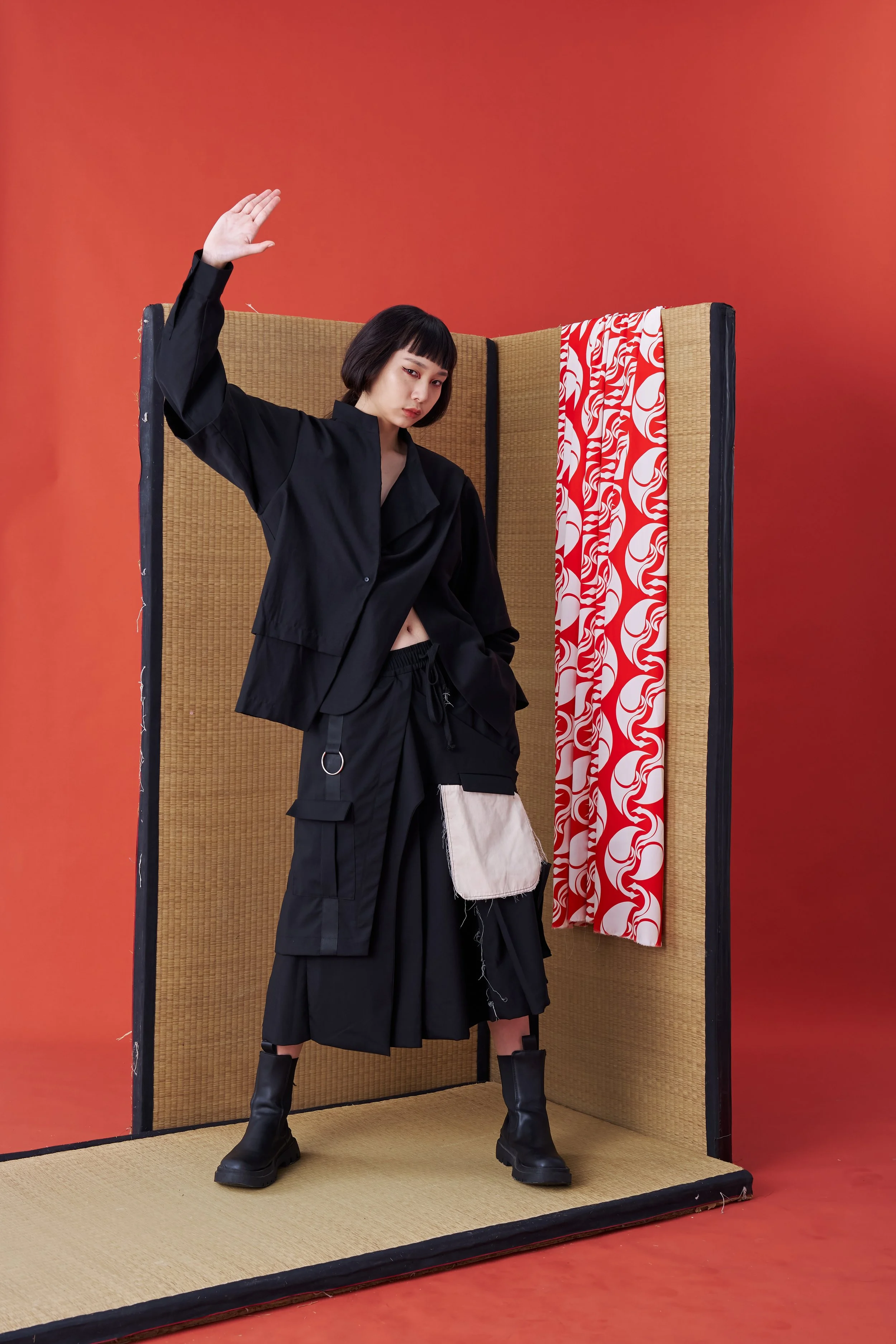 INF Multi-layered Deconstructed Sleeve Shirt (Black) — INF